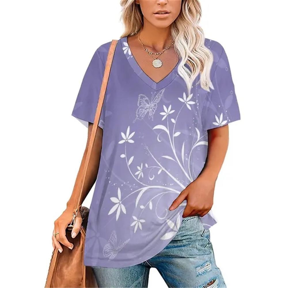 Σέξι Πουλόβερ με Λαιμόκοψη V Ευέλικτο T-Shirt Γυναικείο Μπλουζάκια με Ντεγκραντέ Εκτύπωση Ρούχα Unisex Vintage Streetwear Καθημερινό Στυλ Μόδα Streetwear