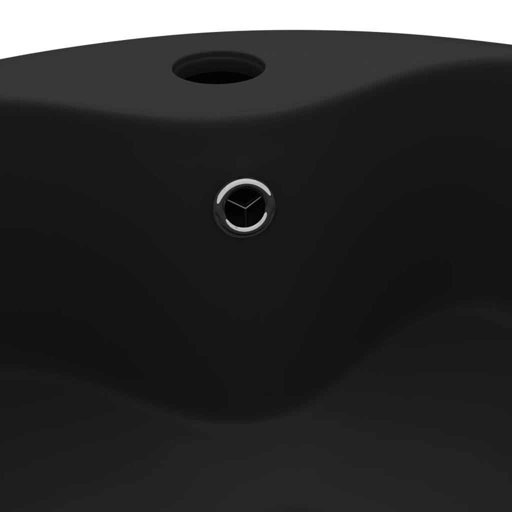 Luxury Wash Basin with Overflow Matte Black 36 X 13 Cm Ceramic