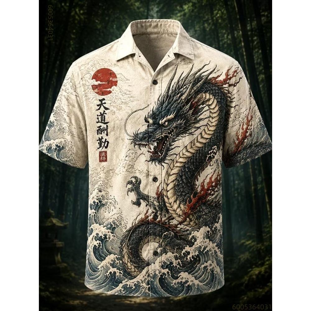 2026 Summer New Men's Polo Short sleeved Shirt Armored Warrior Black Cat Printed Short sleeved Shirt Trendy Casual Shirt