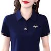 New Summer Lapel Short-sleeved Large-size T-shirt Women's Middle-aged Mother Sports Top Base Shirt for Women