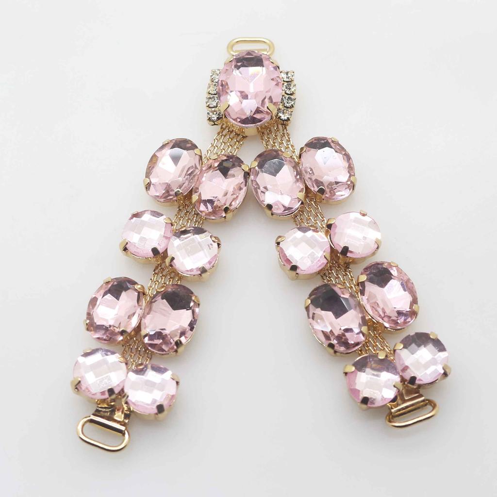 2018 New Charm 2pcs/lot 9.5CM Acrylic Chain DIY Garment sewing accessories Metal Crystal Rhinestone bikini Connectors buckle