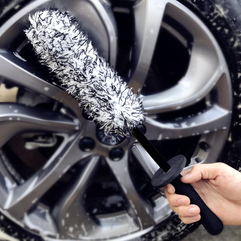 Autowaschbürste Super Brush Plüsch Premium Räder Bürste Rutschfester Griff Leicht zu reinigende Felgen Speichen Radlauf Autozubehör