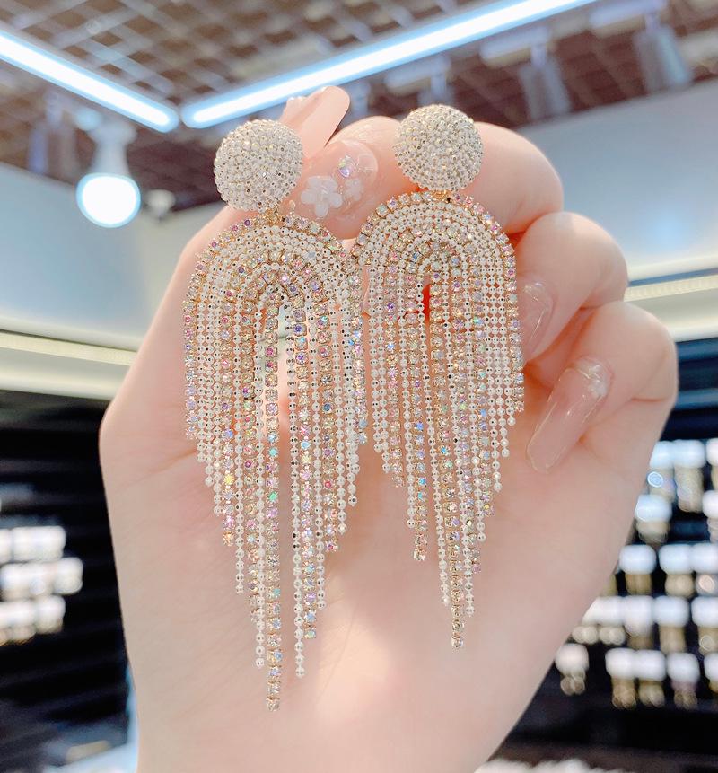 

Трендовые серьги-кисточки с бриллиантами 2021 года - Универсальный японский и корейский стиль, серебряная игла