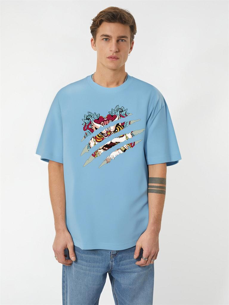 Opera Mask Pattern Men's Short Sleeves Loose Tee 100% Cotton T-shirt Large Size