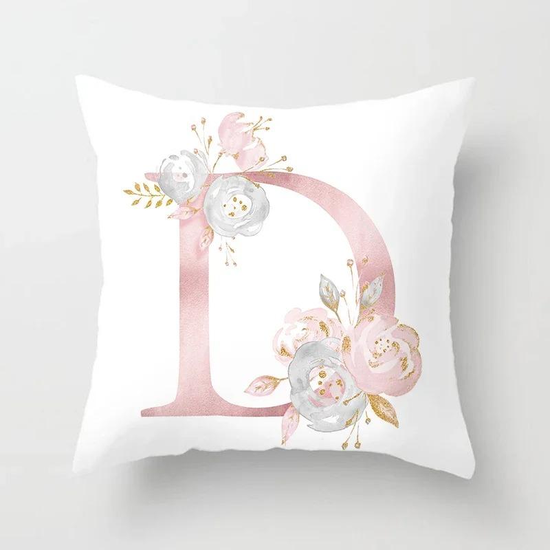 Sweet Pink Pillowcase Decoration 26 Letters Pillowcase Pillowcase Car Cushion Cover Home