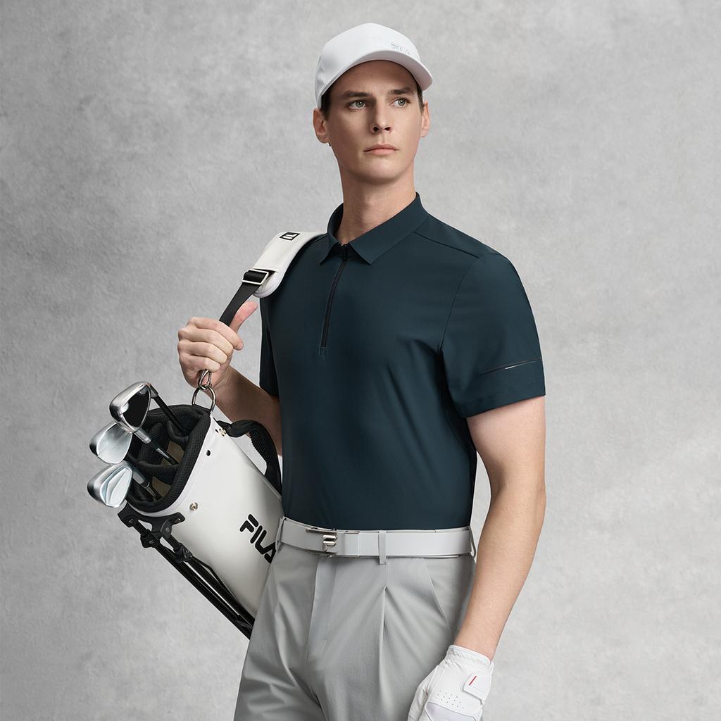FILA Golf Series Fashion Simple Classic Basic Sports Comfortable Short Sleeve Polo Shirt Men tops Secret-Blue A11M625163FNV