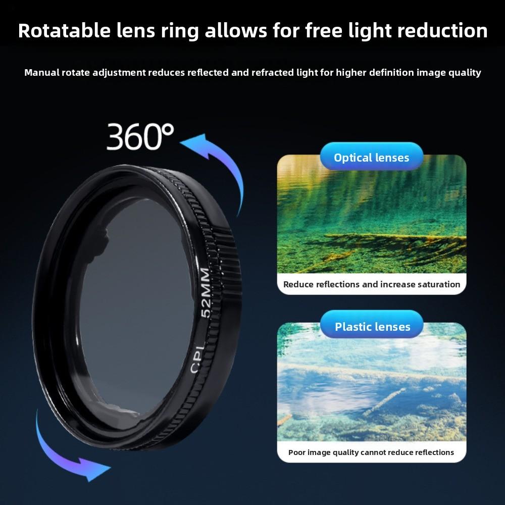 52mm Mobile Phone Polarizing Filter Magnetic Remove Reflections CPL Phone Filter Reduce Glare Circular Phone Filter Lens