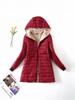 2026 Autumn/Winter Women's Slim-Fit Hooded Coat - Korean Style Fleece-Lined Lambswool