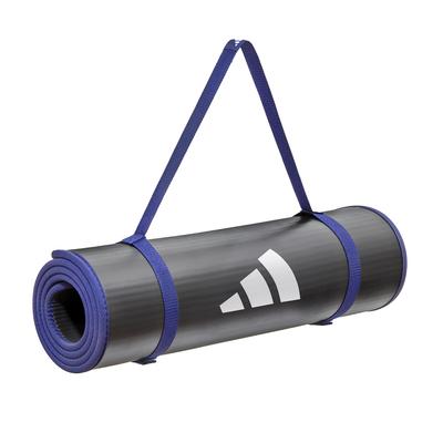 adidas Training 10mm with Carry Mat/Yoga Mat, Thick, Wide, Durable, Non-Slip, Strap, ADMT-12235BL, Black/Blue