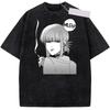 Harajuku Summer Sasaki Yamada Men Women Cartoon Washed Cotton Tshirt Anime Smoking Behind The Supermarket With You Wash T Shirt
