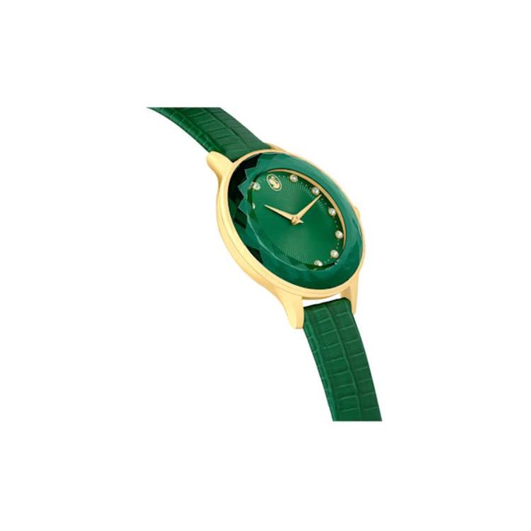 Swarovski 50M Waterproof Quartz Movement Leather Strap Watch 33Mm Women watches Green 5650005