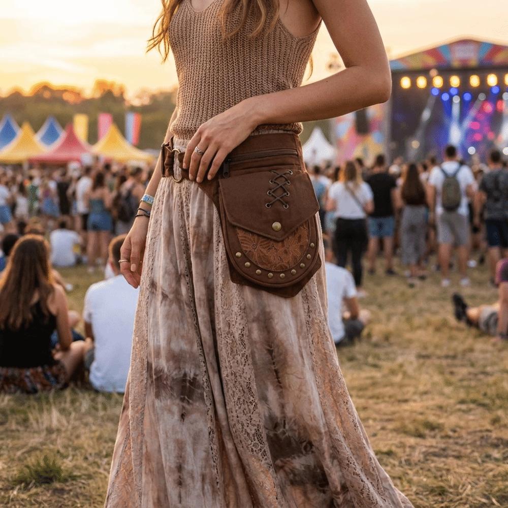 Vintage Design Brašna na nohu Telefonní taška Multifunkční Nýtovaná Hip Bum Bag Punkový Styl Pásové Ledvinky Neformální