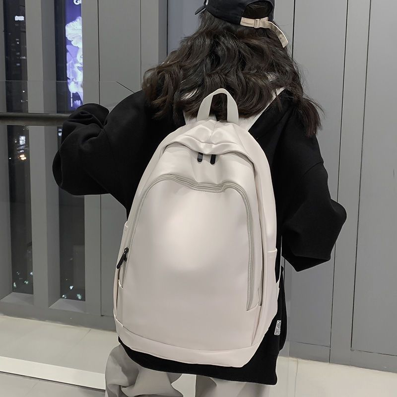 Backpack Large Capacity Soft Leather Versatile PU Bag Korean Style College Student Backpack Reinforced Hard Bottom