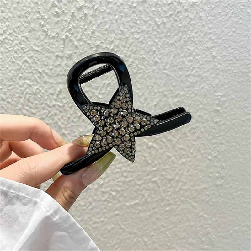 Shining Rhinestone Grab Cawl Clips Women Pentagram Shape Hair Clips Head Back Spoon Hairpin Girls Hair Accessories Jewelry