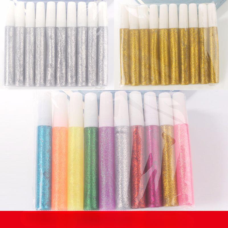 10pcs 10ml Handmade Decorative Graffiti Gold Powder Pigment Children's Painting DIY Colorful Gold Scallion Gel Pen