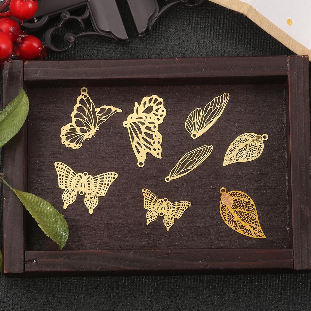 10pcs Copper Butterfly Wing Leaf Charm DIY Accessories Findings Supplies For Jewelry Making