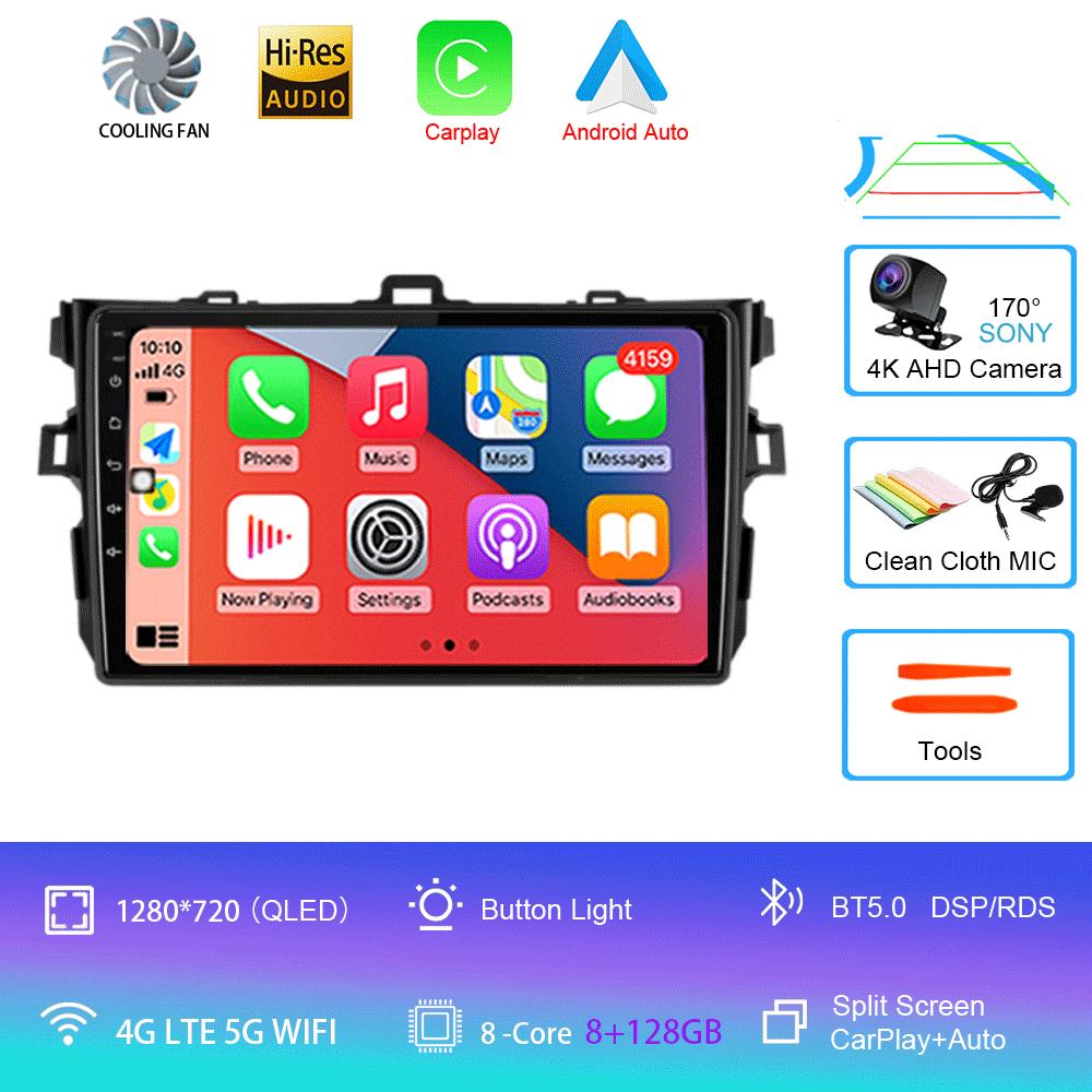 Car Radio Android 14 Carplay 2din For Toyota Corolla E140/150 2007 - 2013 4G GPS Multimedia Video Player Stereo WIFI+4G