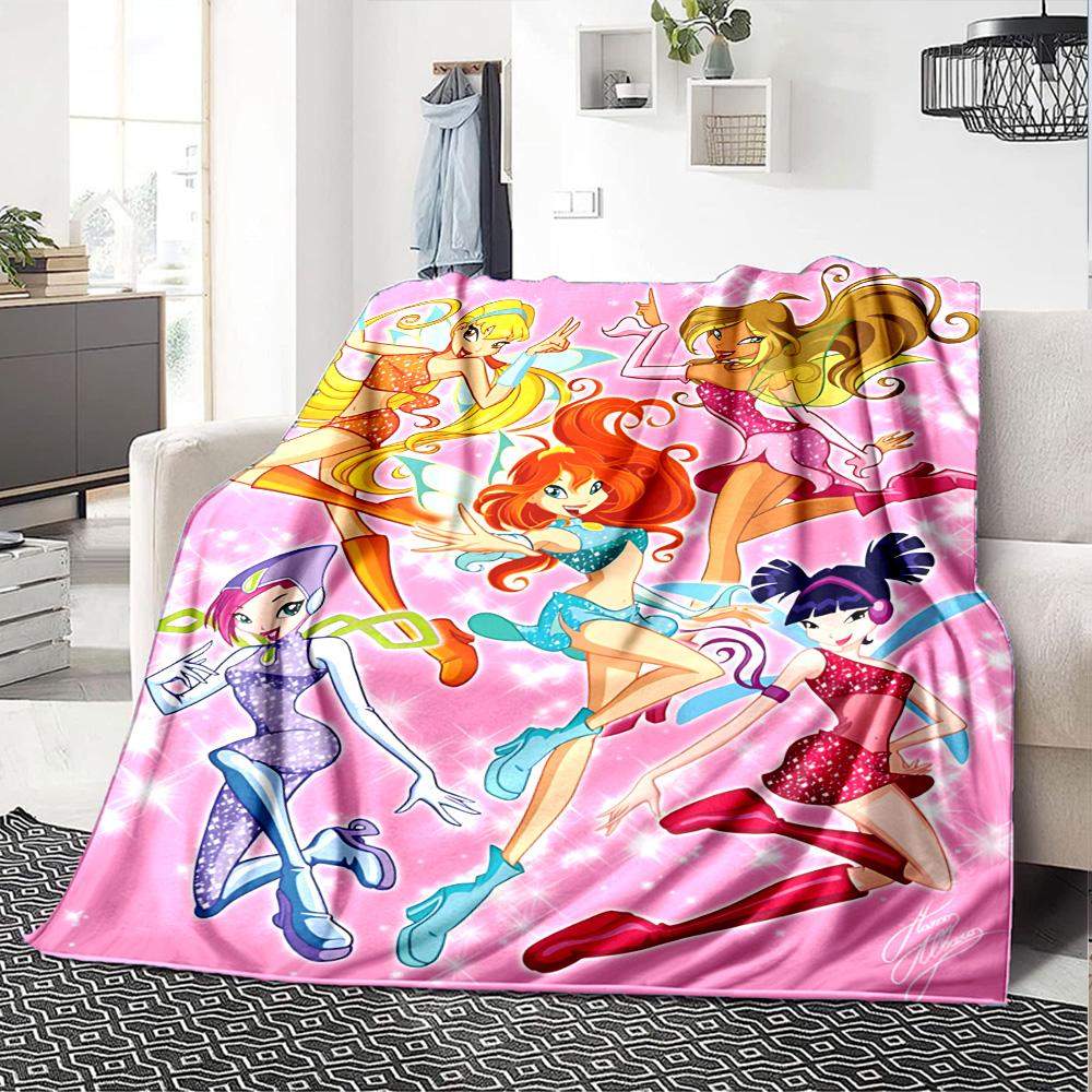 1pc Winx Club Fairies flannel Blanket for Super Soft Cute Comfort Blanket for Travel Bedding Couch Sofa Blanket Y73024