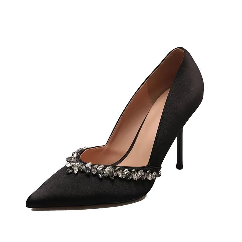 Pointed Thin Heel Sexy Bed Shoes High Heel 7.5cm or 9cm Rhinestone Thin Heel Fashion New Heels Shoes for Women 2025  Pumps