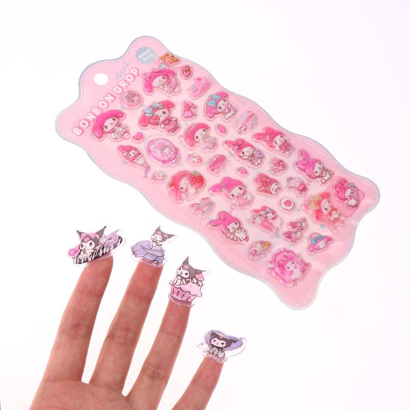 1/4 Sheets Laptop Cell Phone Case Water Cup Computer Luggage Decorative Decals Sanrio Anime Kuromi 3D Relief  Stickers