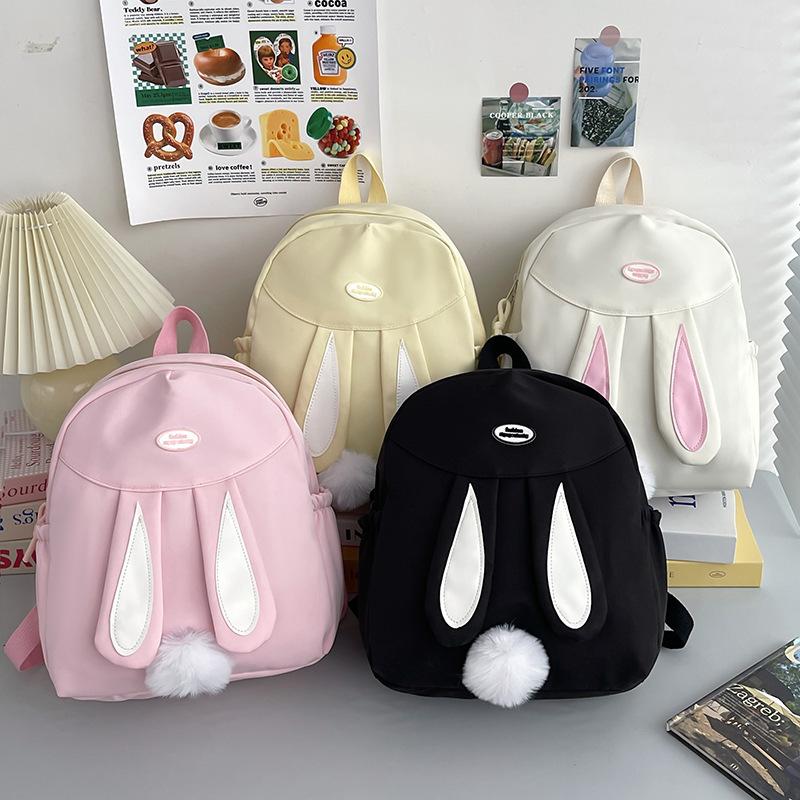 School bag, solid color cute rabbit backpack, girls' backpack, commuting elementary school student's backpack, new little rabbit backpack