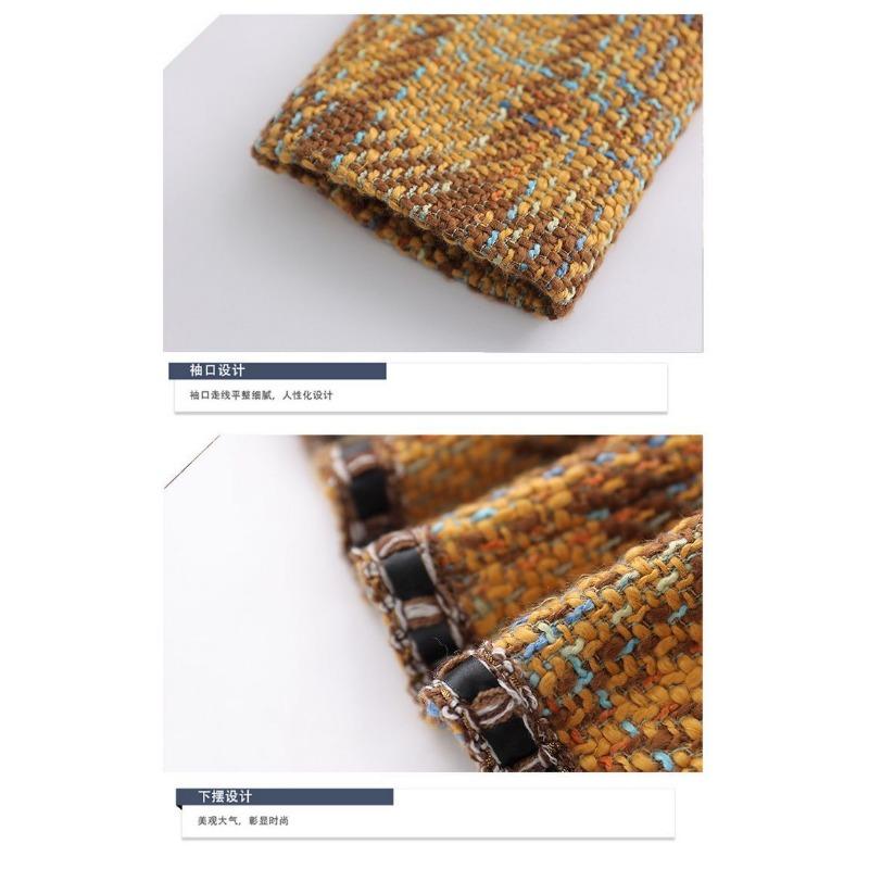 Autumn and Winter Contrast Button Cardigan Long-sleeved Women's Plaid Coat Fashionable Commuter Elegant Top