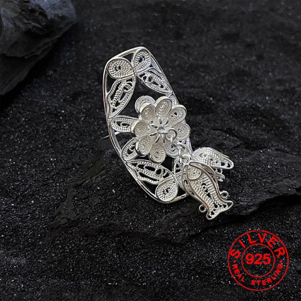 BF CLUB Silver Color Rings for Women Fashion Geometric Handmade Irregular Tassel Ring Party Christmas Gift