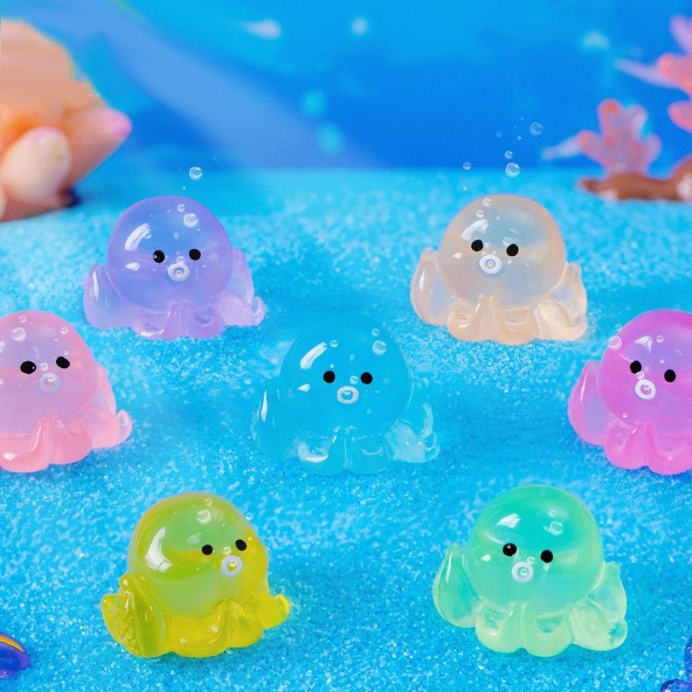 Glow In The Dark Car Ornaments Micro Octopus Octopus Figures Durable Desk Ornament