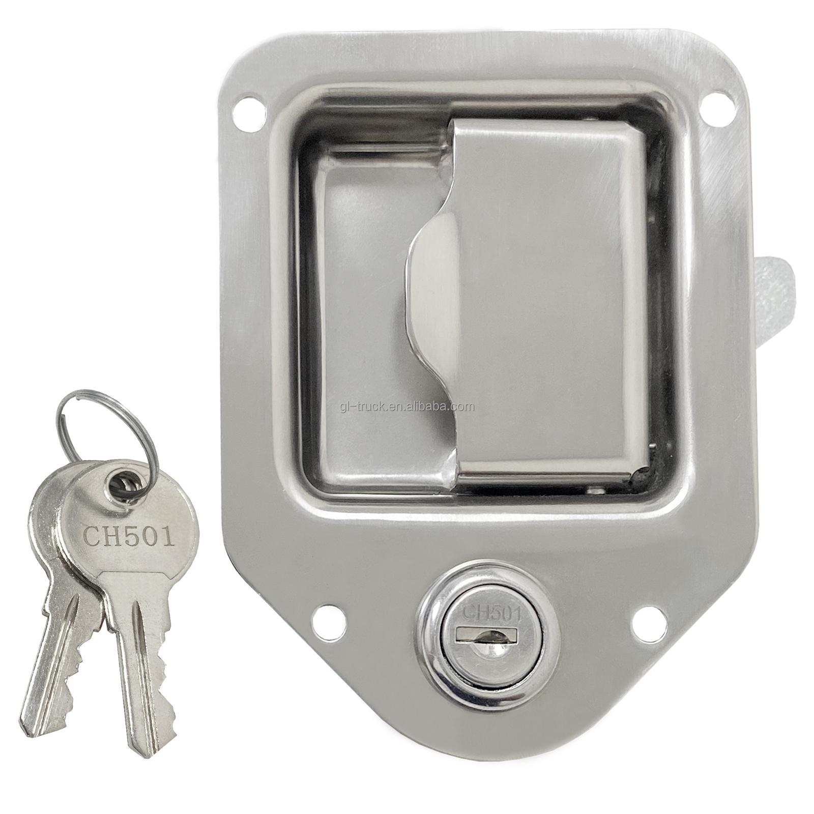 GL-12111 Stainless Paddle Latch Lock Flush Tool Box Lock Tear Drop Latch (as the picture,Stainless Steel&Tool Box Lock)