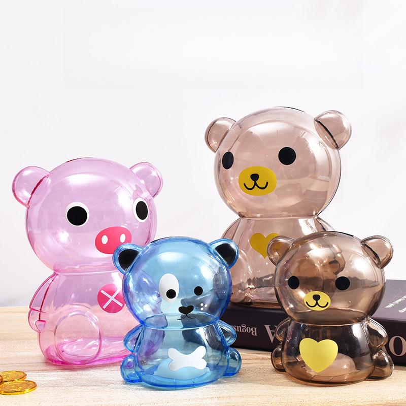 Transparent Cartoon Bear Piggy Bank & Candy Jar