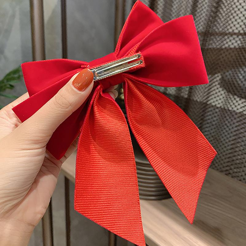 Elegant Big Bow Hair Clip Headdress Ribbon Bowknot Spring Ponytail Clips Hairpin Women Girls  Hair Accessories