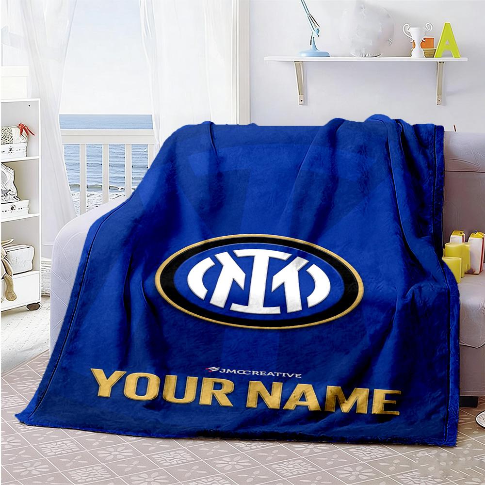 Inter Milan Customize Your Name Blanket Cozy Customizable Blanket Comfortable Versatile for Picnics Livingroom Bedding Seaside Four Seasons Universal