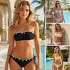 2Pcs/Set Women Bikini Set Sexy Solid Color Tube Top Swimsuit