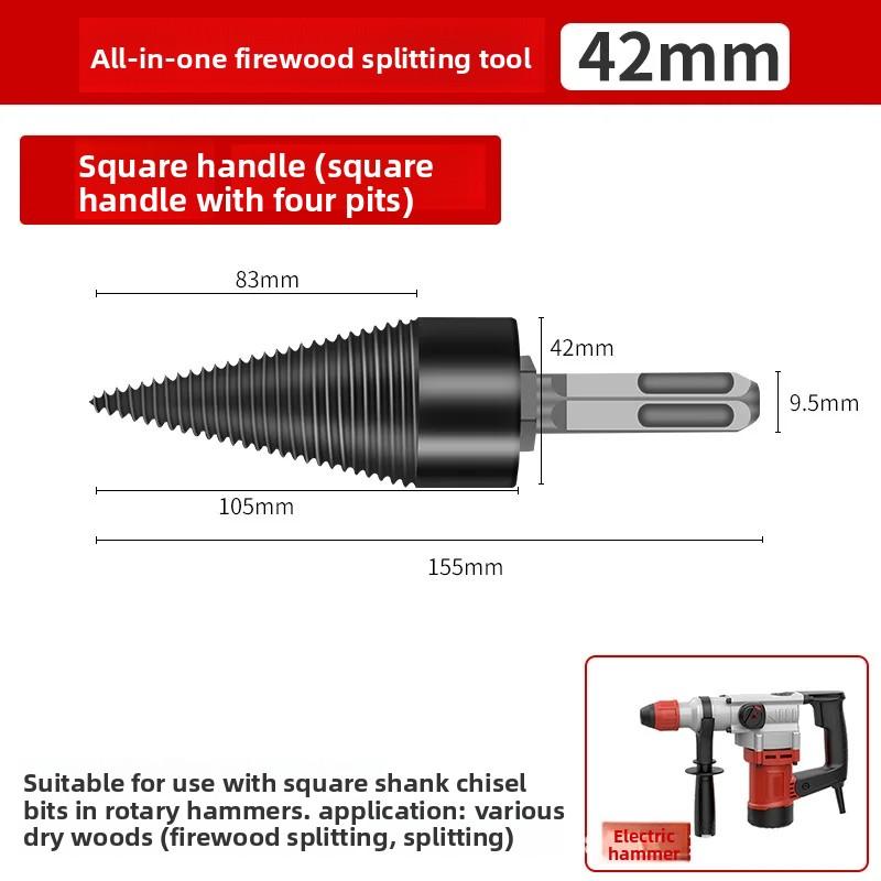 32/42mm Wood Drill Bit Twist Firewood Splitting Drill Bit Wood Splitter Screw Cones Bit Square Round Hexagonal For Hammer Drill