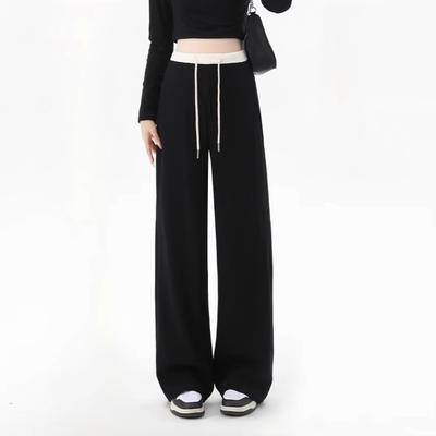 Maternity Pants American Sports Sweatpants New Spring and Summer Black High Waist Loose Unstretched Belly Casual Straight Wide-leg Pants