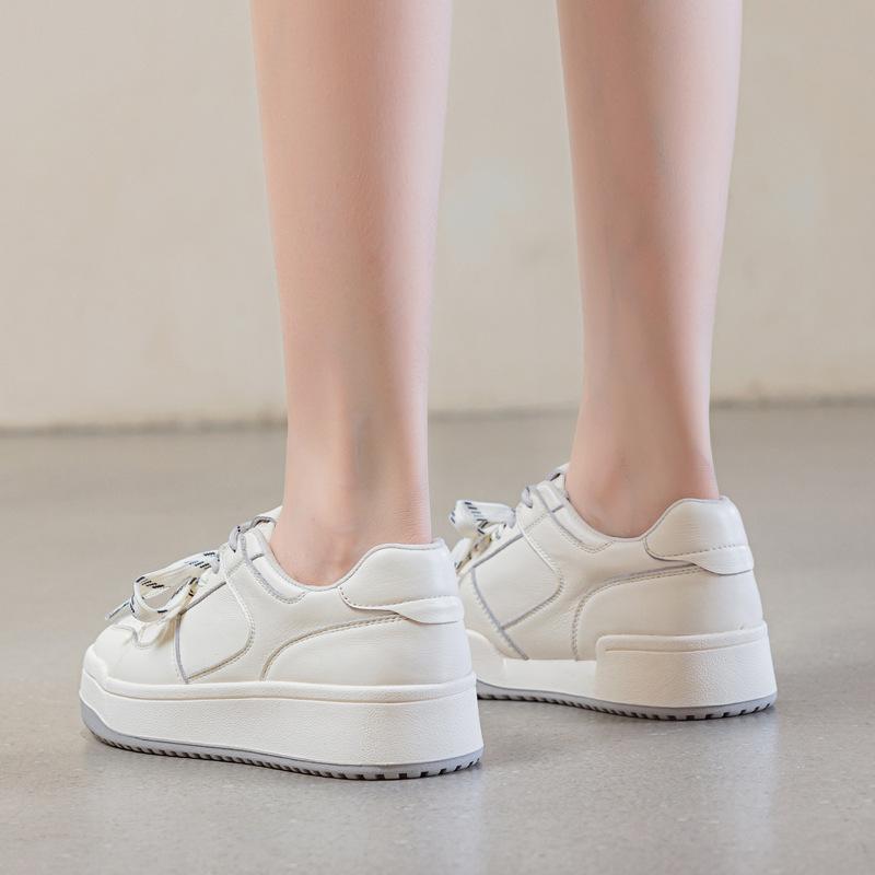 Fashion GKTINOO Women Sneakers Big Size 2025 Spring New Genuine Leather Loafers Women Casual Lace-up Women's Nurse Shoes