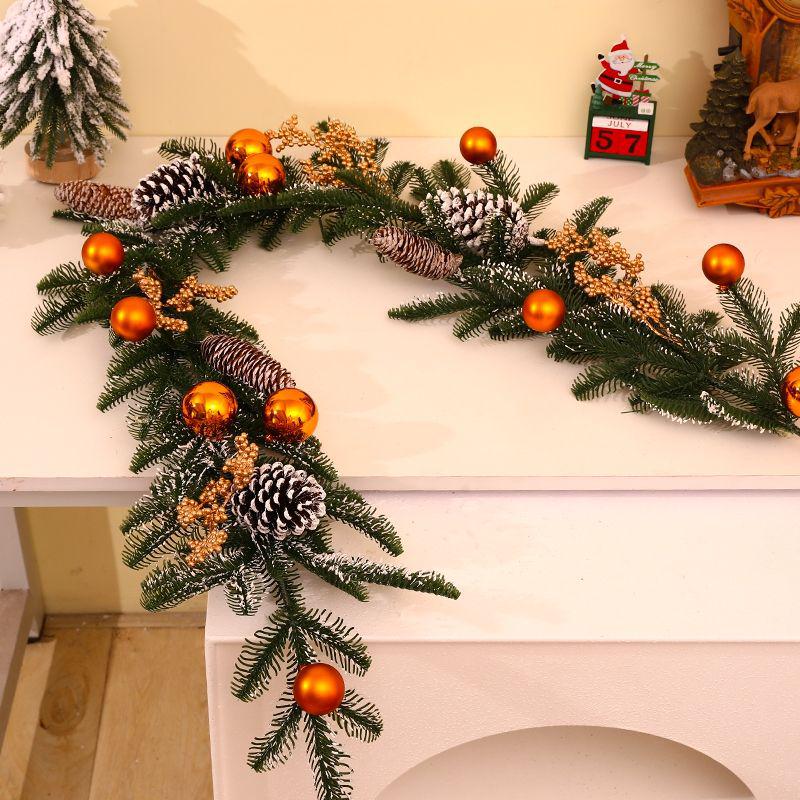 2025 Christmas Encrypted Rattan Wreath Hanging Ornaments for Door & Wall with Snow Scene Decor