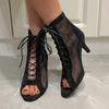 Fashion 2025 Brand Ladies Shoes Peep Toe Women's Sandals New Front Lace-up Mesh Best Seller Plus Size Fashion High Heels Sandal Boots