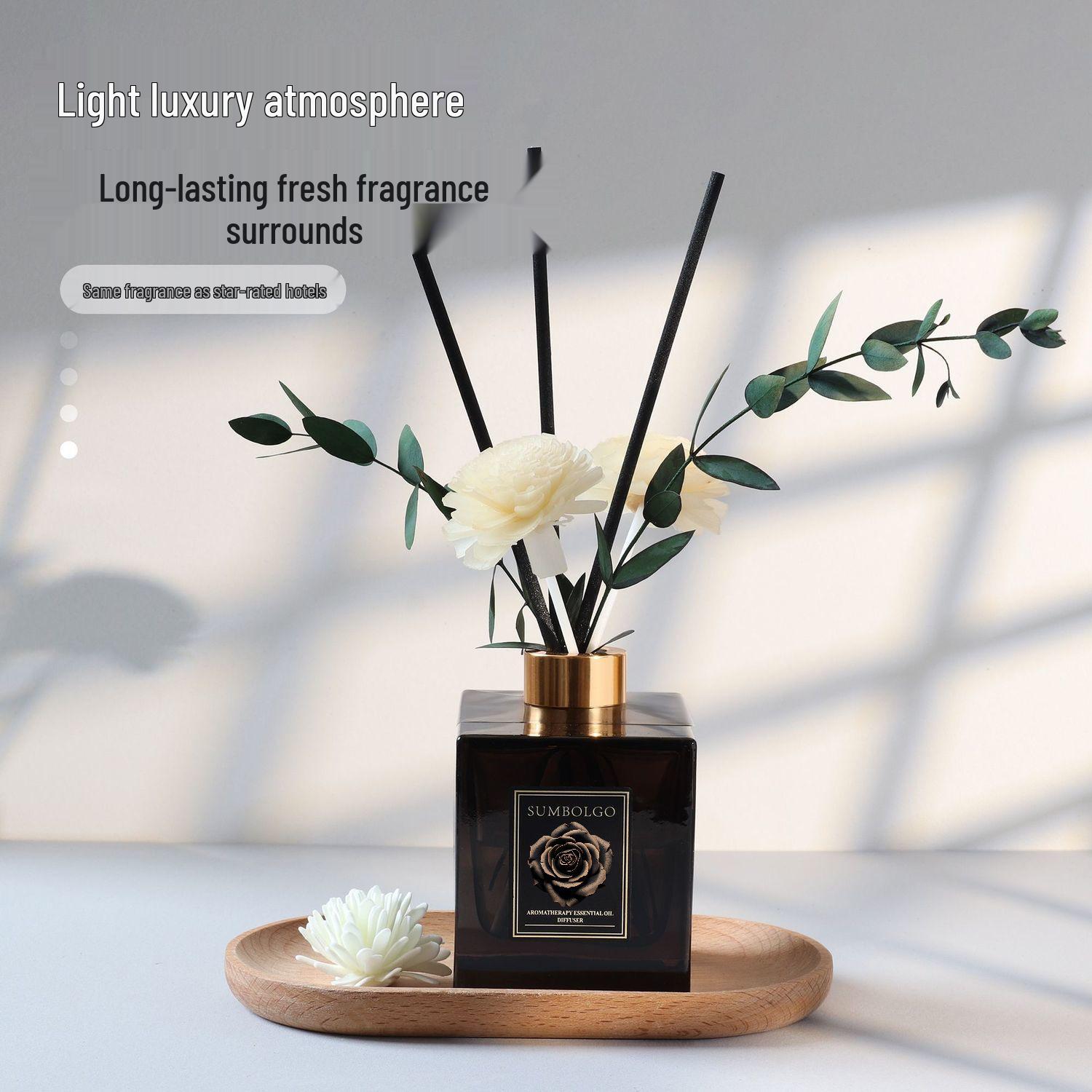 Luxury Hotel Floral Art Aroma Diffuser with Gardenia Essential Oil - Long-lasting Scentless Flame Ornament 200ml