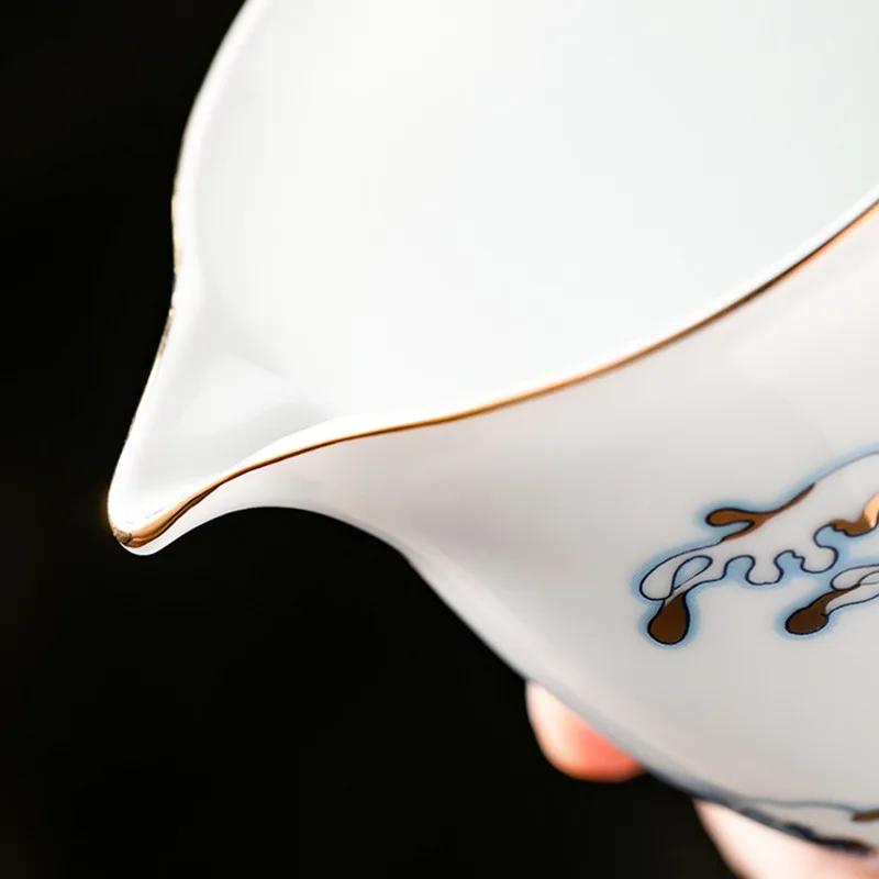 Chinese Color Enamel Ceramic Fair Cup Waves Pattern Porcelain Teacup Beauty Tea Infuser Master Handmade Tea Set Accessories