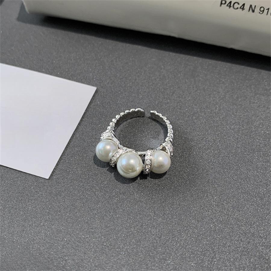 

Aobai Jinduo Hemp Grey Pearl Ring Female Design Index Finger Ring Open Ring