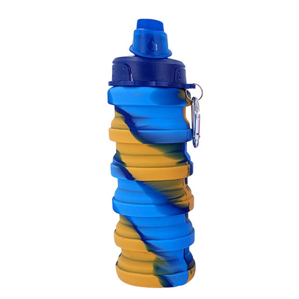 Leeseph Silicone Collapsible Water Bottles, Portable Foldable Sports Cups with Carabiner, Leak Proof for Outdoor Travel 500ml