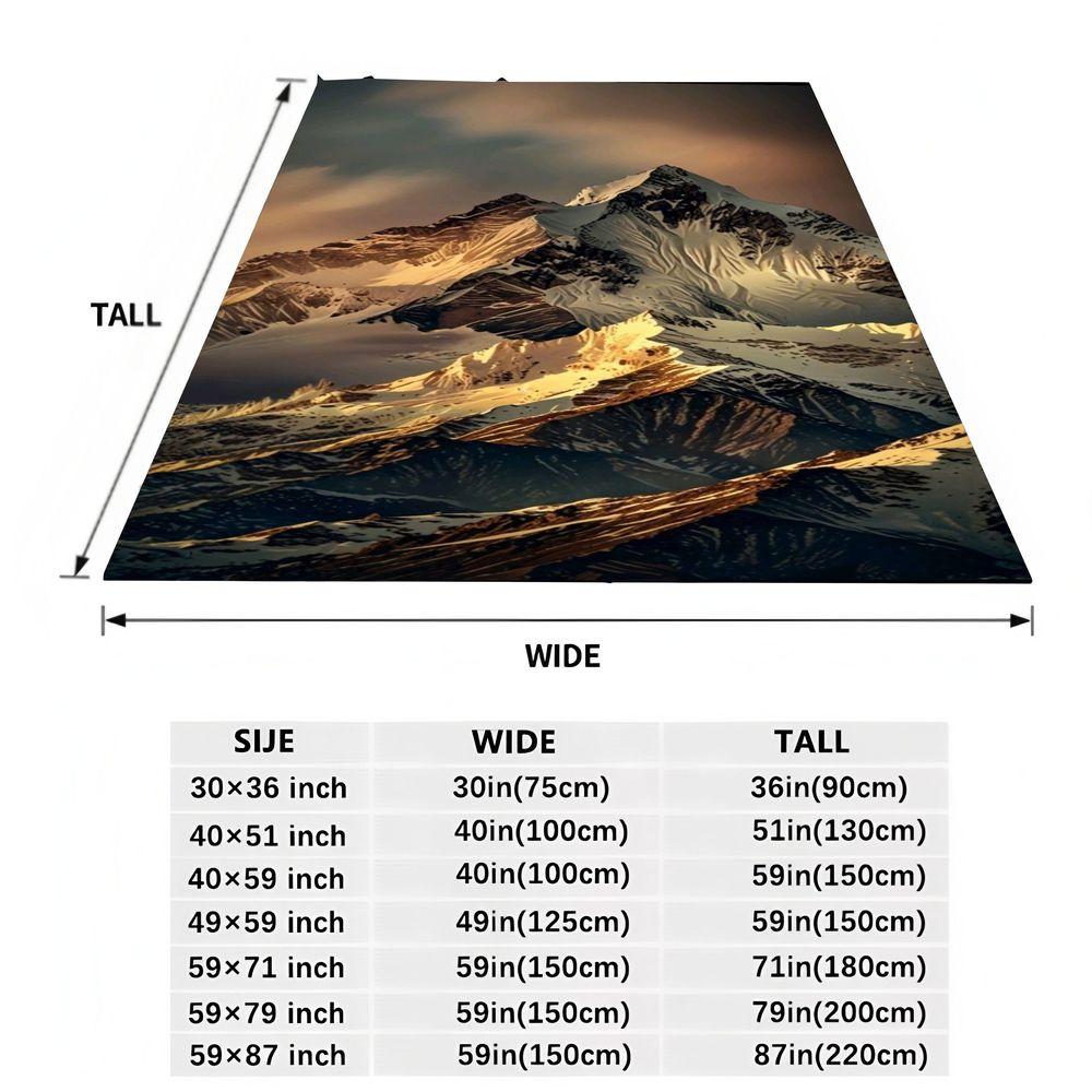Majestic Snow-Capped Mountain Range Blanket - Cozy Plush Throw Blanket Featuring Stunning Landscape Design with Rugged Peaks and