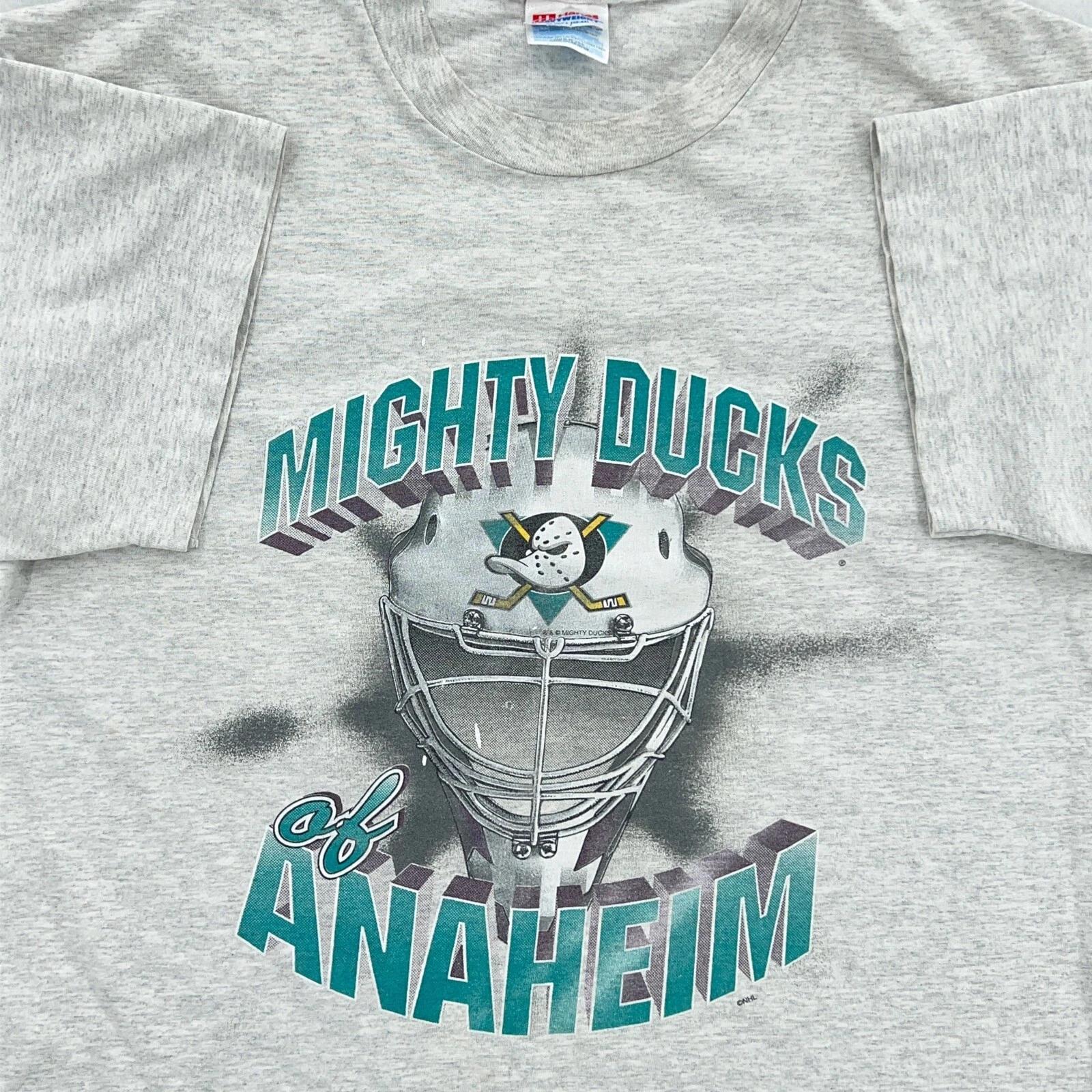 vintage 90s ANAHEIM MIGHTY DUCKS T-Shirt LARGE nhl ice hockey single stitch 4XL