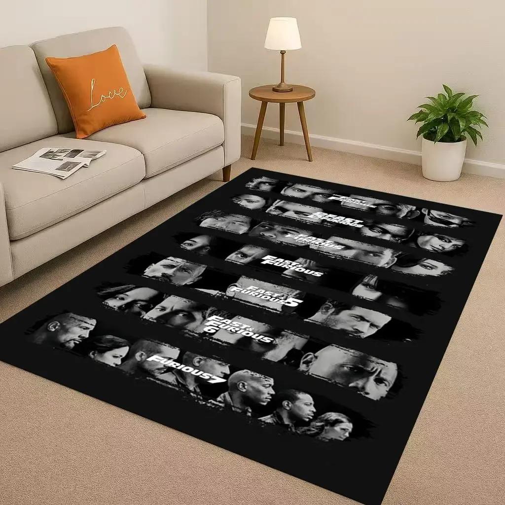 New Fast F-Furious Vin Diesel Racing Car Living Room Non-Slip Area Rug Carpet For Bedroom Playroom Sofa,Easy Clean Home Doormat