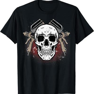 Neues Limited Automobil Auto Fahrzeug Sprayer Totenkopf Auto Karosserie Lackierer T-Shirt S 3XL