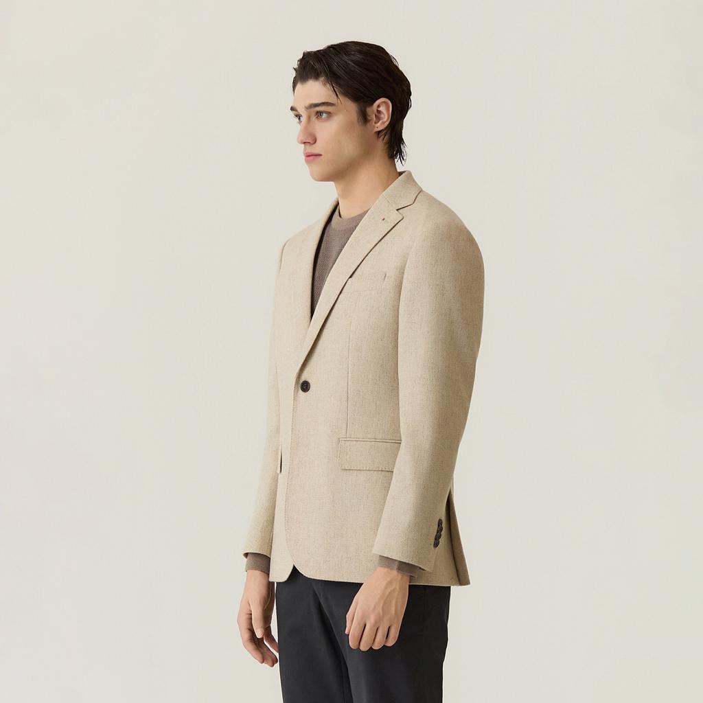 Ferraromilano Wool Blend Solid Classic Jacket Beige (Am0Fozc30153)