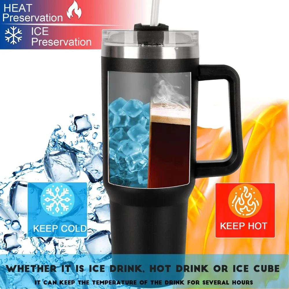 40 Oz Tumbler with Handle and Straw 100% Leak Proof Tumblers Cup Stainless Steel Insulated Travel Coffee Mug for Car Cup Holder