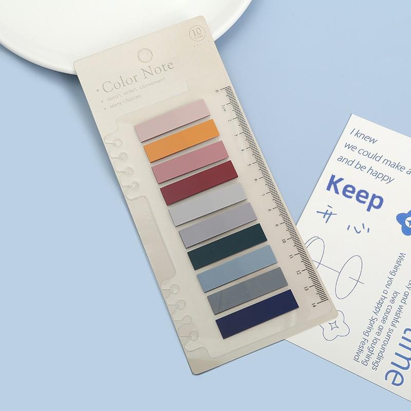 Colorful Transparent Morandi Ruler Index Stickers - Writable Classification Labels & Sticky Notes