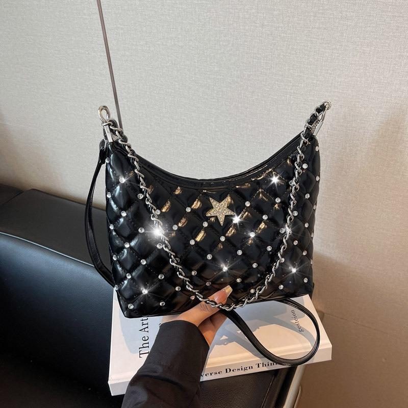 Premium Texture Diamond-encrusted Messenger Bag Women's New Underarm Bag Versatile Fashion Shoulder Bag